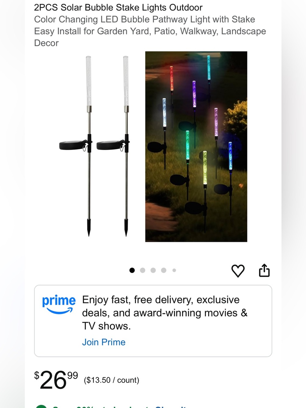 Solar Color-Changing Bubble Stake Lights - Set of 2
